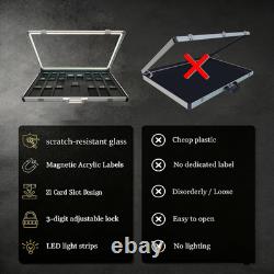 Large Lockable Aluminum Display Case with LED Lights for Trading Cards