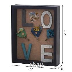 Large Shadow Box 16x20 Extra Deep Shadow Boxes Display Cases, Front Opening