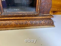 Large Standing Antique Pressed Wood Display Case Box Stars Anchors Bird Motifs