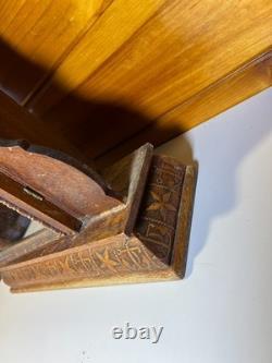 Large Standing Antique Pressed Wood Display Case Box Stars Anchors Bird Motifs Large Standing Antique Pressed Wood Display Case Box Stars Anchors Bird Motifs