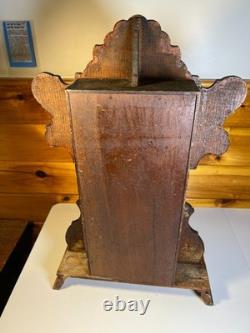 Large Standing Antique Pressed Wood Display Case Box Stars Anchors Bird Motifs