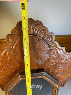 Large Standing Antique Pressed Wood Display Case Box Stars Anchors Bird Motifs