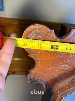 Large Standing Antique Pressed Wood Display Case Box Stars Anchors Bird Motifs