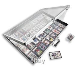 Large Tabletop Card Display Case Aluminum Acrylic Lockable Portable