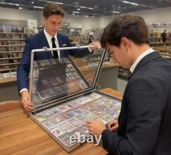 Large Tabletop Card Display Case Aluminum Acrylic Lockable Portable