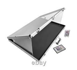 Large Tabletop Card Display Case Aluminum Acrylic Lockable Portable