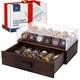 Large Wooden Challenge Coin Display Case Holder for 72 Coins with Drawer Brown