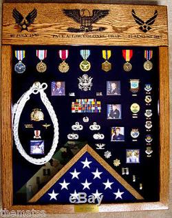 Laser Top Military Badge Medal Flag Challenge Coin Display Case Shadow Box
