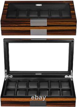 Lifomenz Co 12 Watch Box for Men Watch Display Case Wood Luxury Watch Box with L