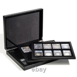 Lighthouse New Black Coin Presentation Display Box 3 Trays Luxury Case 24 Slabs