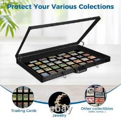 Lockable Aluminum Display Case Acrylic Top Showcase Trade Box Jewelry Coins Card