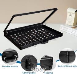 Lockable Aluminum Display Case Acrylic Top Showcase Trade Box Jewelry Coins Card