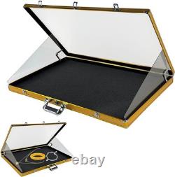 Lockable Trading Card Display Case Black Aluminum 34x22 Inch