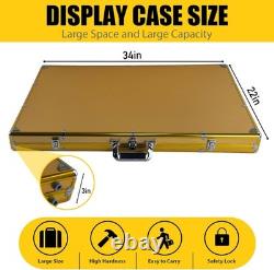 Lockable Trading Card Display Case Black Aluminum 34x22 Inch