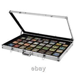 Lockable Trading Display Box Aluminum Card Jewelry Showcase Clear Acrylic Top