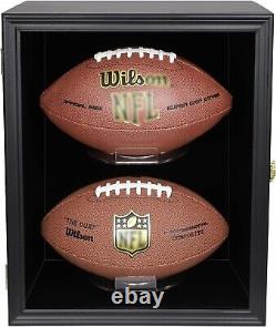 Lockable Wall Mount Football Display Case UV Protective Black Wooden Showcase