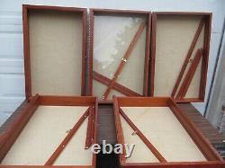 Lot of 5 Flea Market Cases / Shadow Box Wall Display 38 x 24 with Glass Shelves