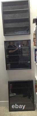 Lot of 7 Wall-Mount Trading Card Display Cases Black 31x24 & 22x24 PSA BGS