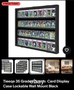 Lot of 7 Wall-Mount Trading Card Display Cases Black 31x24 & 22x24 PSA BGS