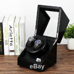 Luxury Automatic 2 Dual Watch Winder Wooden Display Box Case Storage Japan Motor