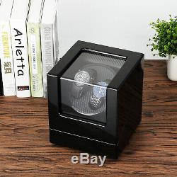 Luxury Automatic 2 Dual Watch Winder Wooden Display Box Case Storage Japan Motor