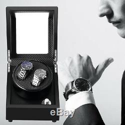 Luxury Automatic 2 Dual Watch Winder Wooden Display Box Case Storage Japan Motor