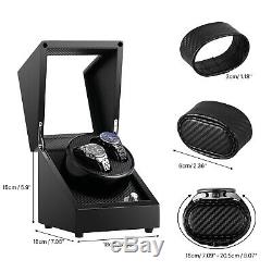 Luxury Automatic 2 Dual Watch Winder Wooden Display Box Case Storage Japan Motor