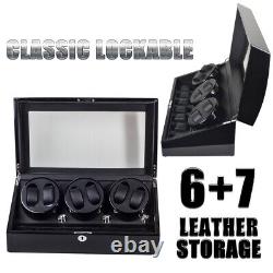 Luxury Automatic Rotation 6+7 Watch Winder Display Storage Box Case With 4 modes