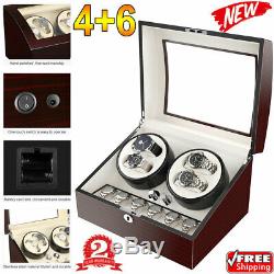 Luxury Leather Watch Winder Storage Auto Display Case Box 4+6 Automatic Rotation