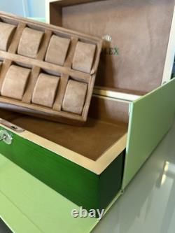 Luxury Watch Box, Lockable, Green Piano Wood, 10 Slot Display Case