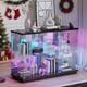 Lvifur RGB Glass Display Cabinet with Lock and Glass Shelves for Toys, Black