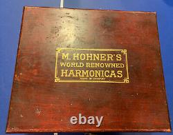 M HOHNER HARMONICA DISPLAY CASE WOODEN BOX GENERAL STORE Very Rare antique