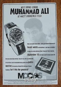 MUHAMMAD ALI- Fossil Watch in HAND-SIGNED WOODEN DISPLAY CASE with EXTRAS