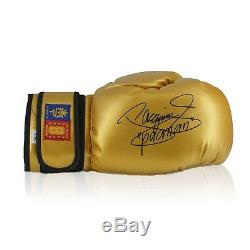 Manny Pacquiao Signed Gold Boxing Glove. In Display Case