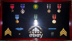 Medal Display Case XL Pin Badge Patch Flag Oak Wood Military Ribbon Shadow Box