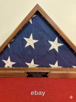 Memorial Hardwood Flag Display Case Personalized Veteran Tri-Fold Flag Box
