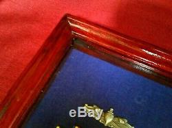 Military Award Shadow Box Display Case Nautical Navy Art, Framed Flag & Medals