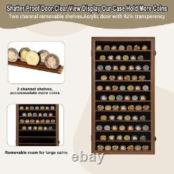 Military Challenge Coin Display Case Lockable Cabinet Rack Shadow Box with Re