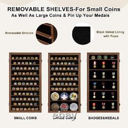 Military Challenge Coin Display Case Lockable Cabinet Rack Shadow Box with Re