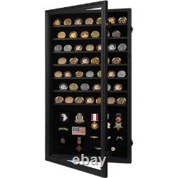 Military Challenge Coin Display Case Lockable Shadow Box for Coins Medals Col