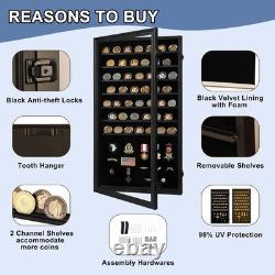 Military Challenge Coin Display Case Lockable Shadow Box for Coins Medals Col