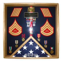 Military Shadow Box Display Case 24 x 24 Square Red Oak