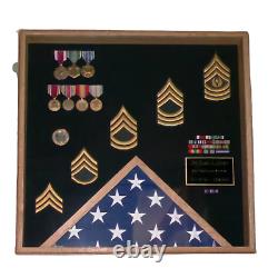 Military Shadow Box Display Case 24 x 24 Square Red Oak