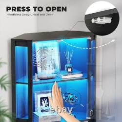 Minifigures Corner Display Case 4 Tier LED Figure Diecast Car Card Curio Cabinet