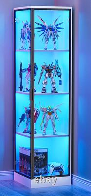 Minifigures Corner Display Case 4 Tier White LED Figure Diecast Car Toy Cabinet Minifigures Corner Display Case 4 Tier White LED Figure Diecast Car Toy Cabinet