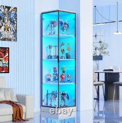 Minifigures Corner Display Case 4 Tier White LED Figure Diecast Car Toy Cabinet Minifigures Corner Display Case 4 Tier White LED Figure Diecast Car Toy Cabinet