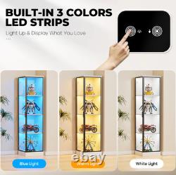 Minifigures Corner Display Case 4 Tier White LED Figure Diecast Car Toy Cabinet Minifigures Corner Display Case 4 Tier White LED Figure Diecast Car Toy Cabinet