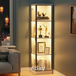 Minifigures Corner Display Case 4 Tier White LED Figure Diecast Car Toy Cabinet Minifigures Corner Display Case 4 Tier White LED Figure Diecast Car Toy Cabinet