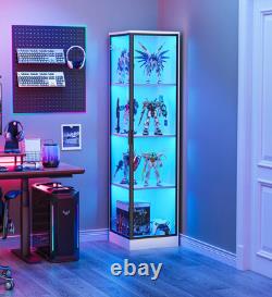 Minifigures Corner Display Case 4 Tier White LED Figure Diecast Car Toy Cabinet Minifigures Corner Display Case 4 Tier White LED Figure Diecast Car Toy Cabinet