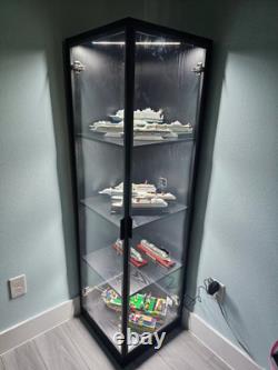 Minifigures Corner Display Case 4 Tier White LED Figure Diecast Car Toy Cabinet Minifigures Corner Display Case 4 Tier White LED Figure Diecast Car Toy Cabinet